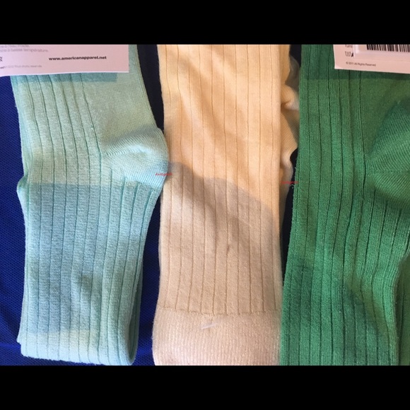 American Apparel Ribbed Over The Knee Socks 3 Pairs Long Colors Authentic New - Picture 2 of 3